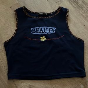 Shein Dark Blue Cropped Tank Top (Size XS)